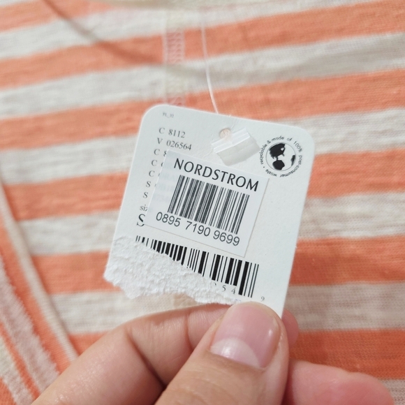 FREE PEOPLE We The Free ALL I NEED TEE, V Neck Striped, Oversized, Front Pocket - Picture 8 of 16